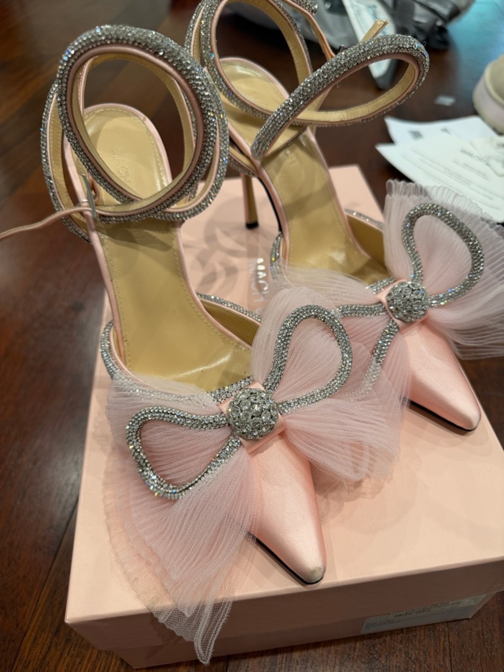 Mach & Mach Pink Satin Bow Pumps - Picture 6 of 7